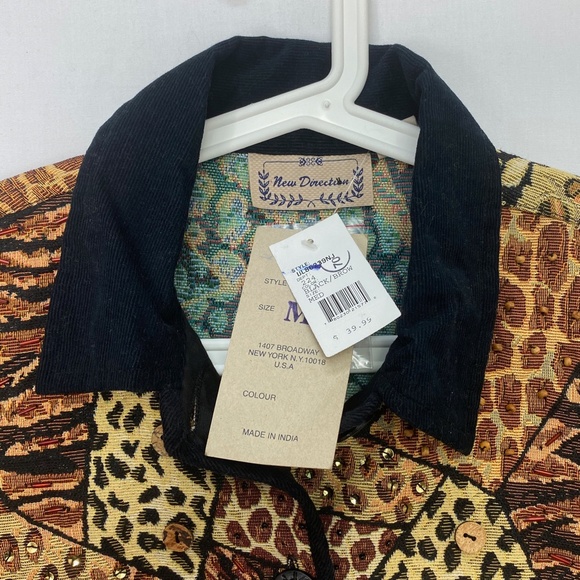 New Direction Womens Medium Large Jacket Button Front Multi Animal Print Brown - Picture 3 of 8